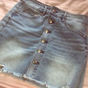 Button up denim skirt